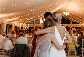 Inside an illuminated marquee