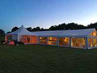 Frame marquee lit up at dusk