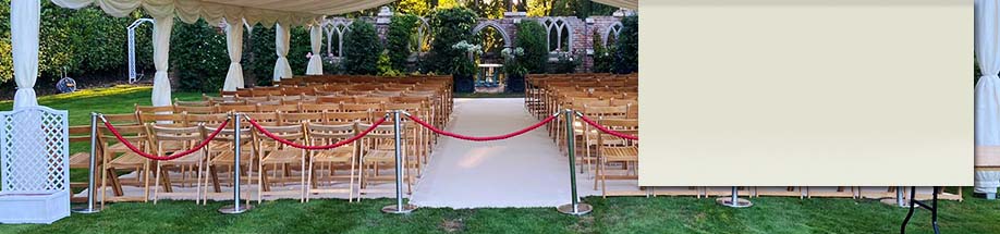 Trestle tables and gilt chairs