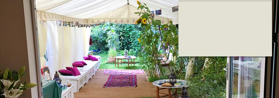 Party tent in small garden